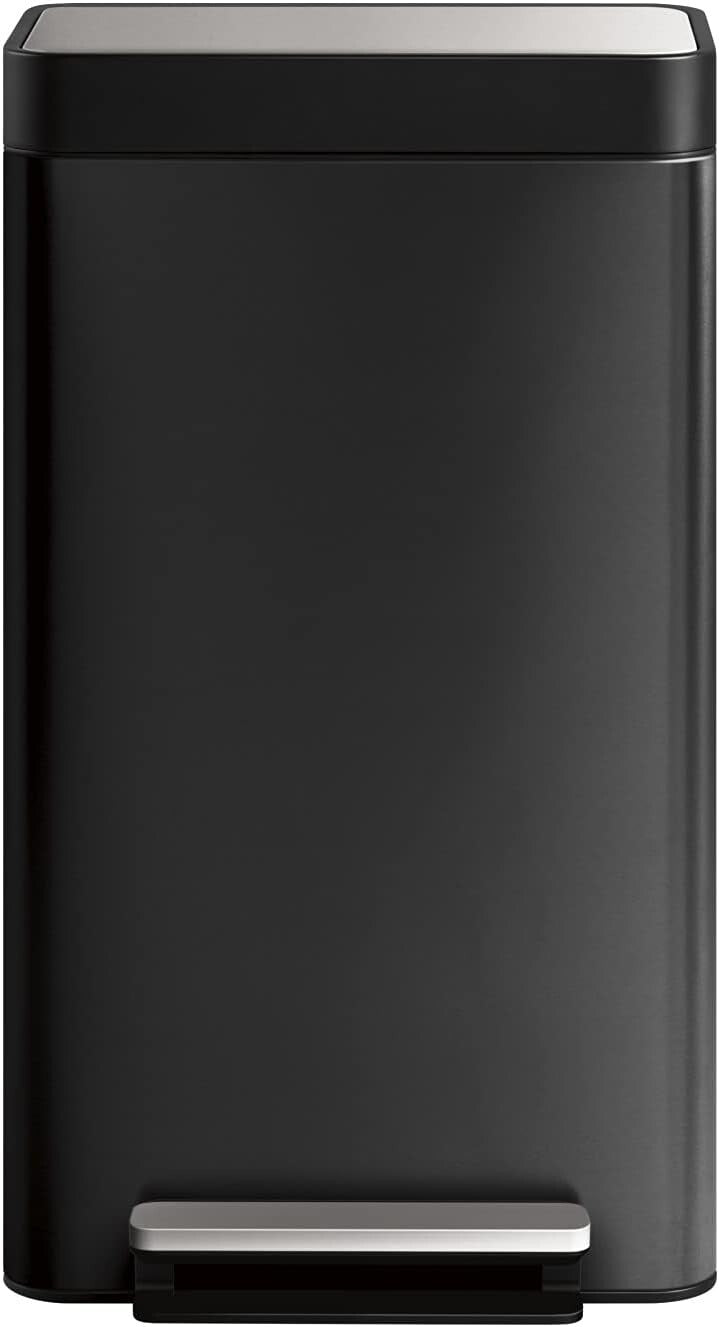 Compact 8-Gallon Rectangular Trash Can with Hands-Free Pedal - Office Kitchen