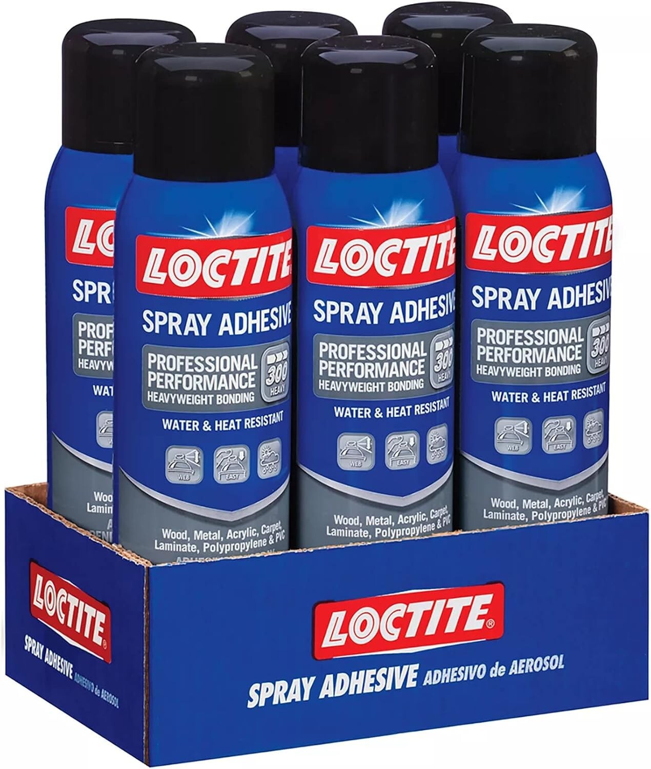 6-Pack 13.5 Oz Heavy-Duty Spray Adhesive - Clear, Water-Resistant Formula
