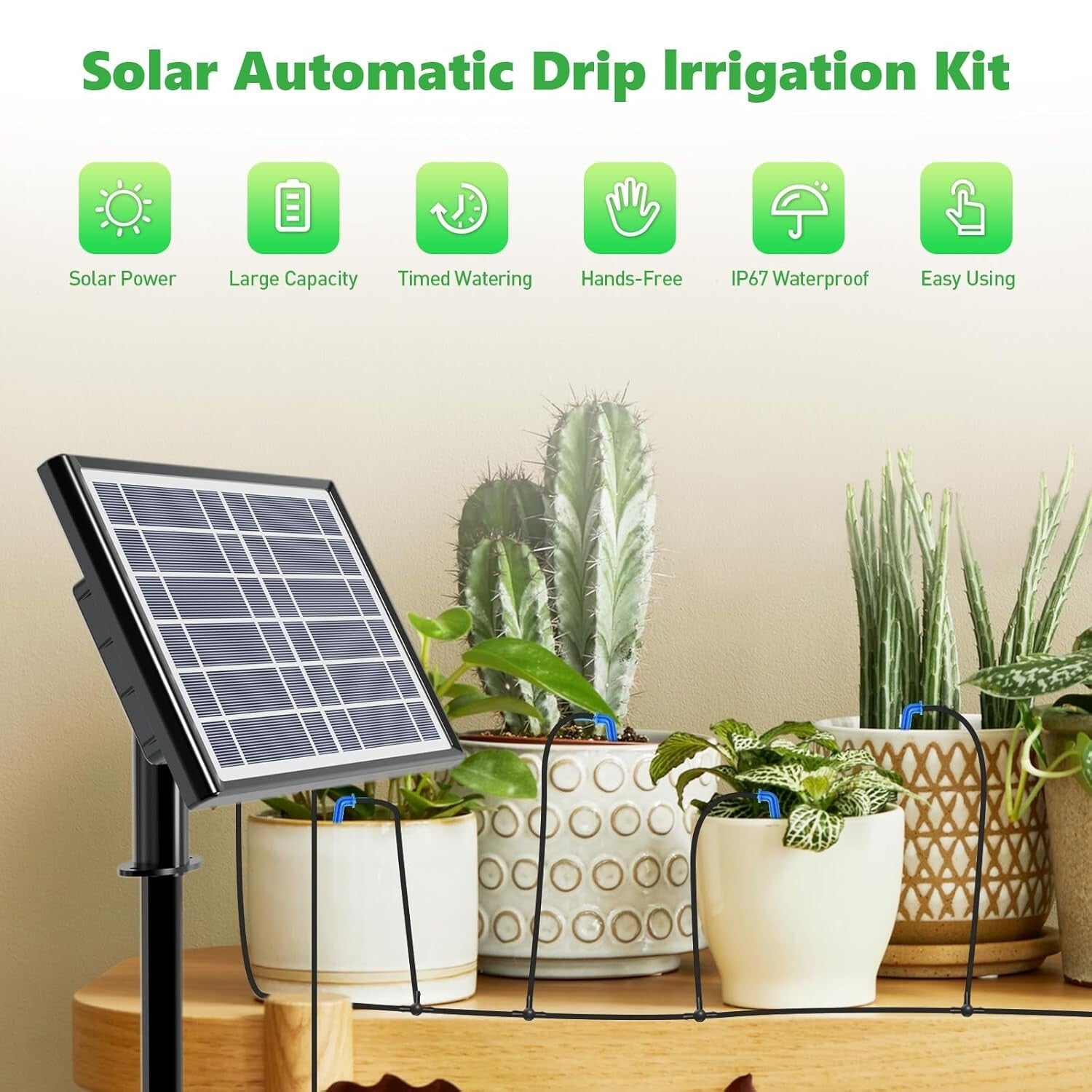 Effortless 15-Pot Solar Powered Drip Irrigation System for Indoor/Outdoor Use