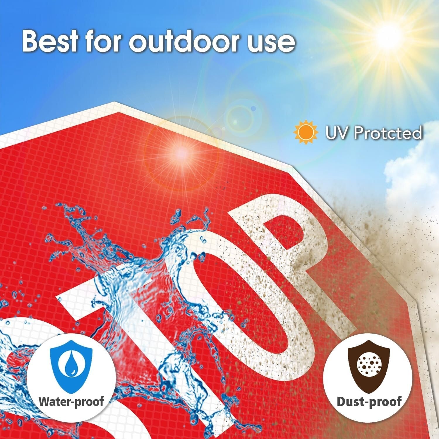 Reflective Aluminum Stop Slow Sign - 13x13 Inches, 4-Pack for Traffic Control