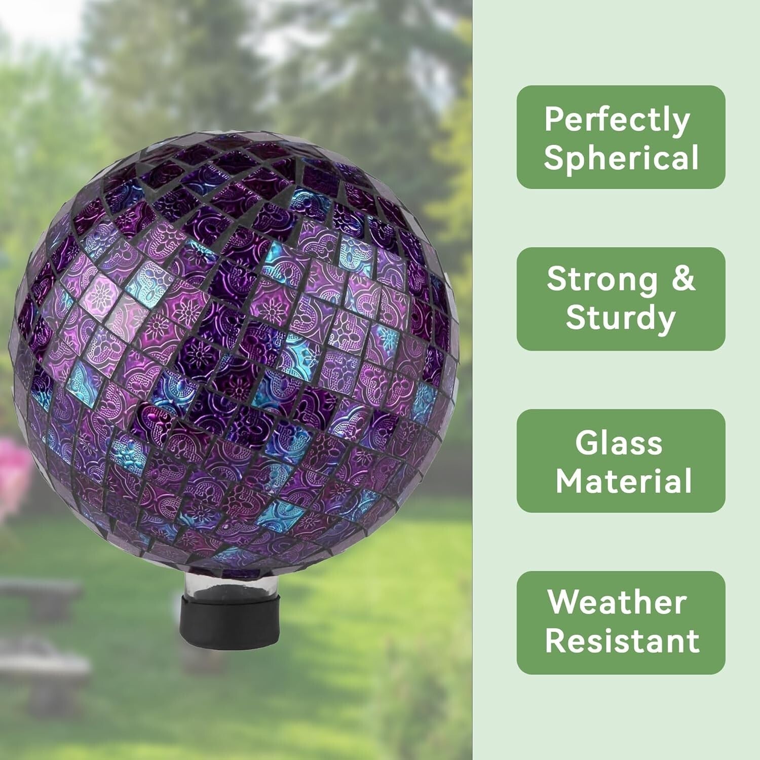 Enchanting Mosaic Gazing Ball - Holographic 10” Centerpiece for Outdoor Beauty