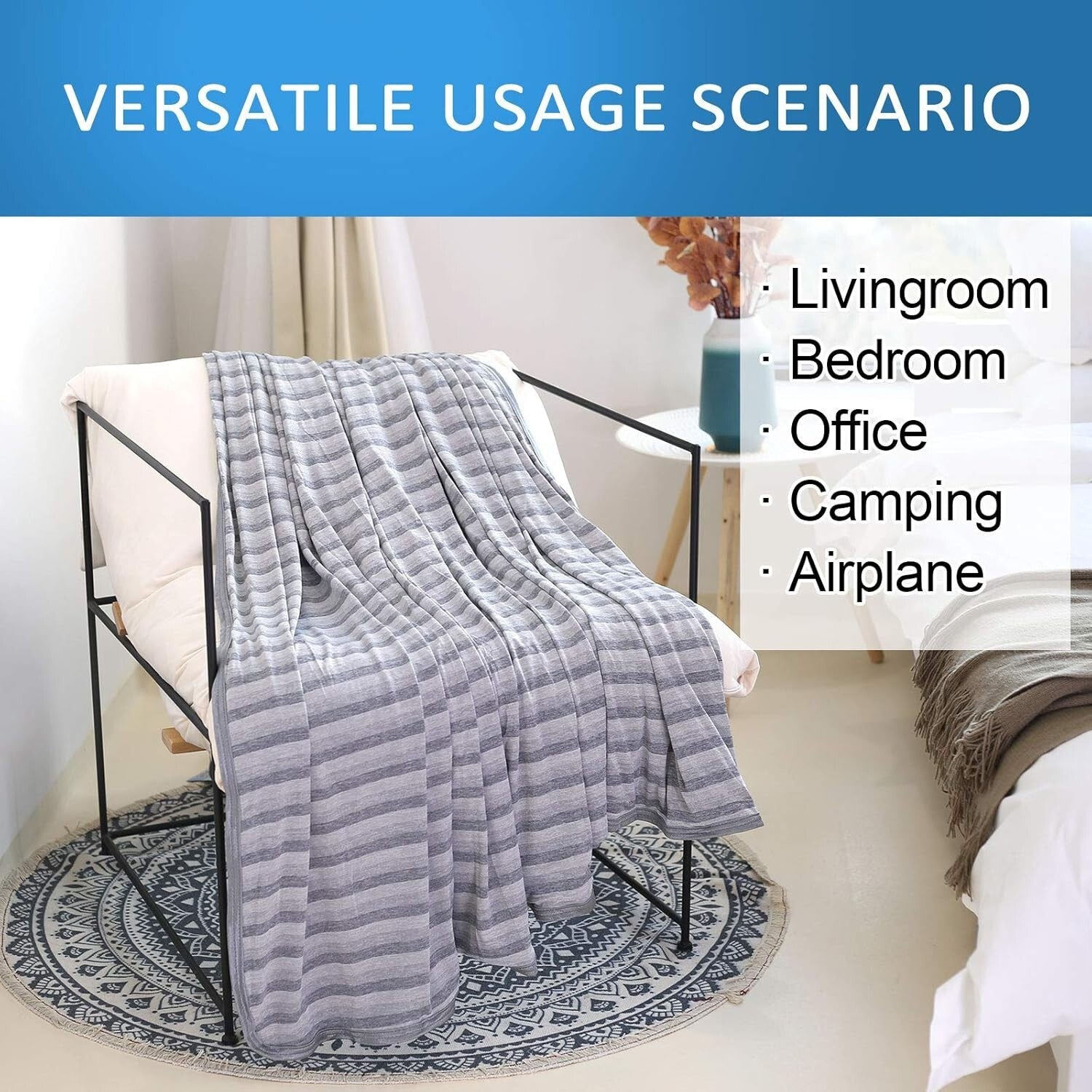 Lightweight 90"x90" Cooling Blanket for Night Sweats - Ideal for Summer Comfort