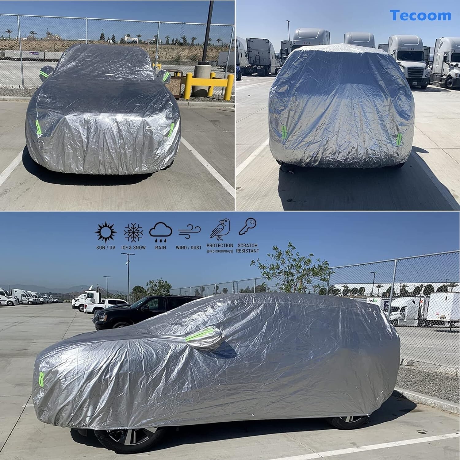 All-Weather Silver SUV Cover: Waterproof, Windproof & UV Layering Protection