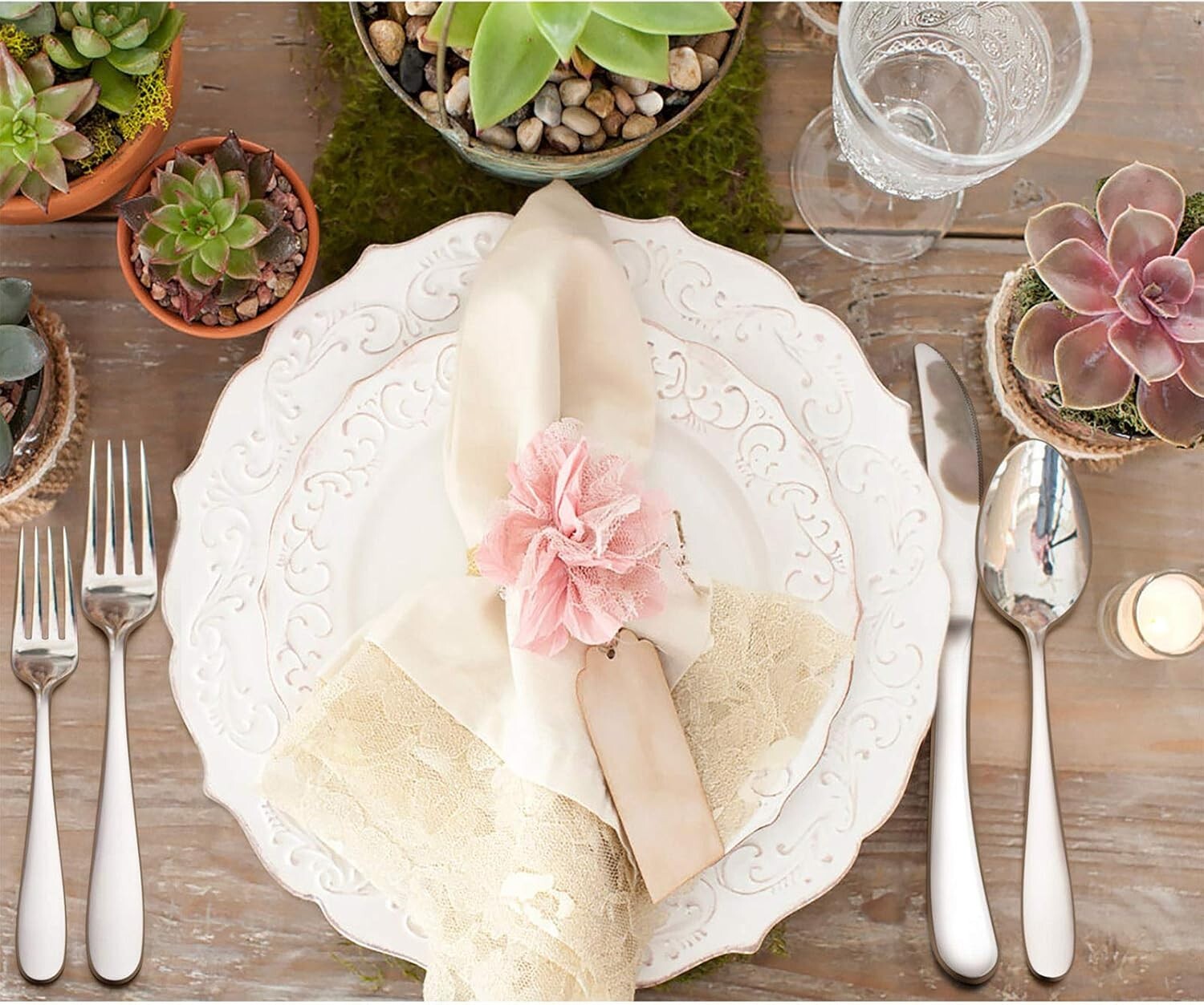 40-Piece Heavy-Duty Raindrop Silverware Set - Elegant Stainless Steel Flatware