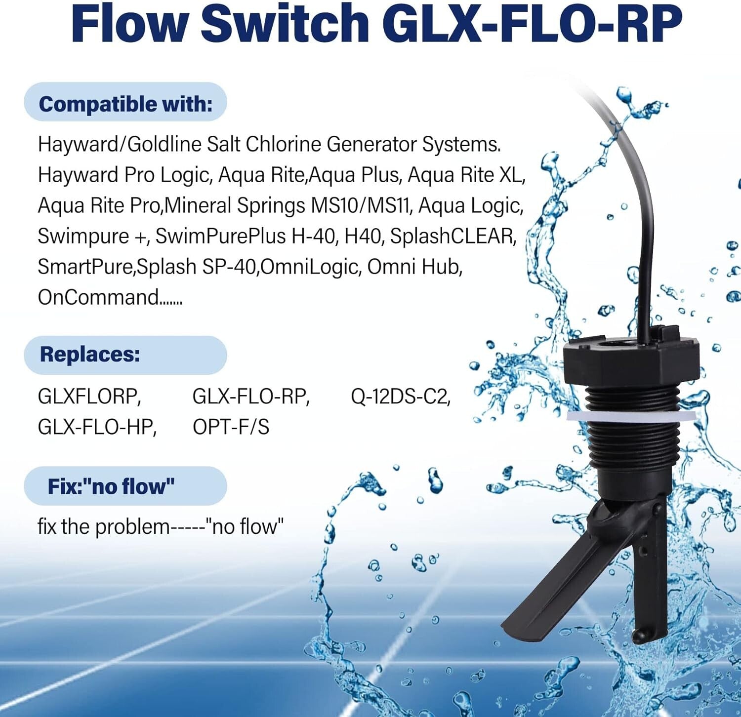 15-Foot Pool Flow Switch Assembly: Compatible with Goldline & Aqua Rite Systems