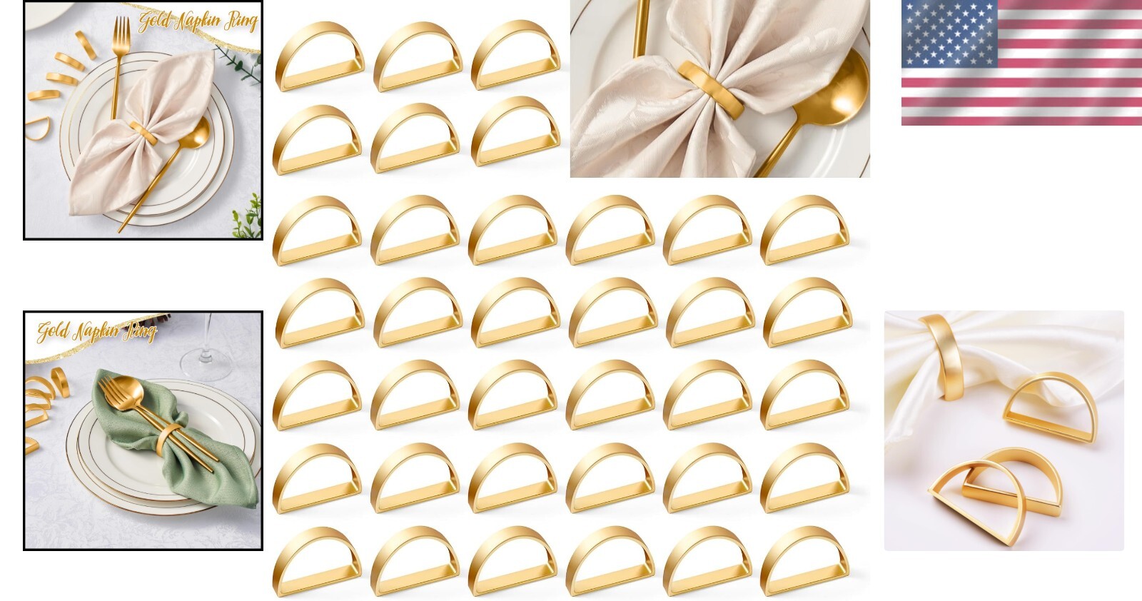 Elegant Gifting - 200 Matte Gold Napkin Rings in Luxe Packaging for Special Days