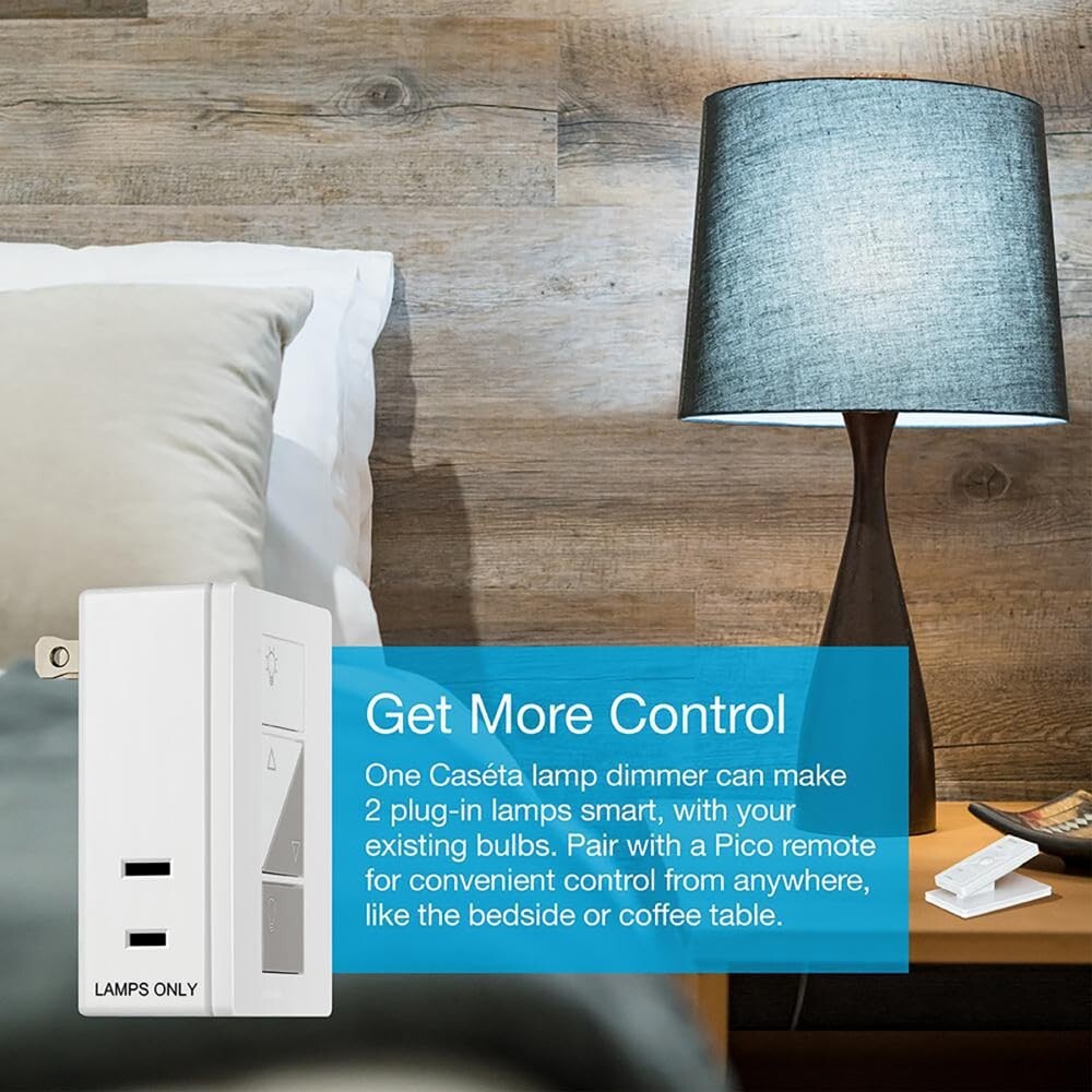 Smart Lamp Dimmer Switch by Caseta - Effortless 3-Way Setup and Wireless Control