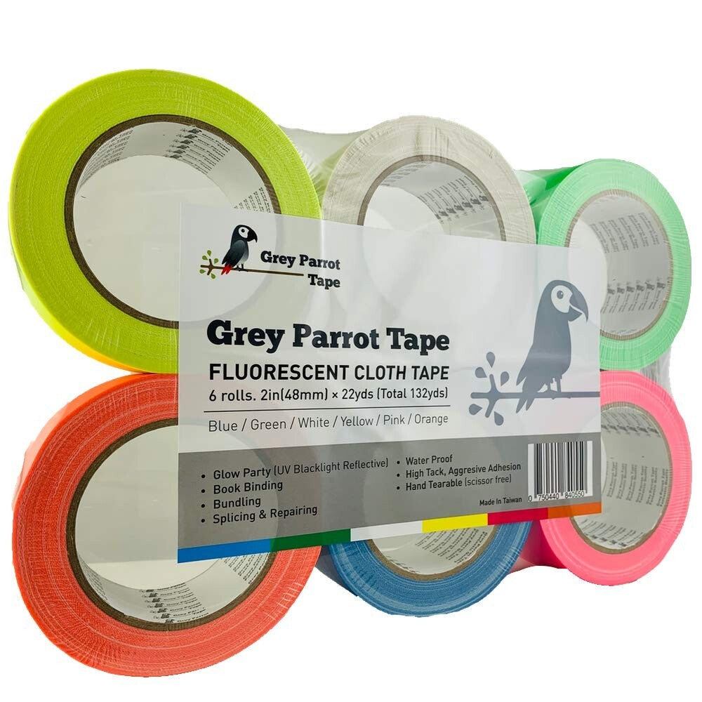 Vibrant Neon Glow Tape - 6-Pack, 66ft Rolls, ideal for DIY Decorations & Parties