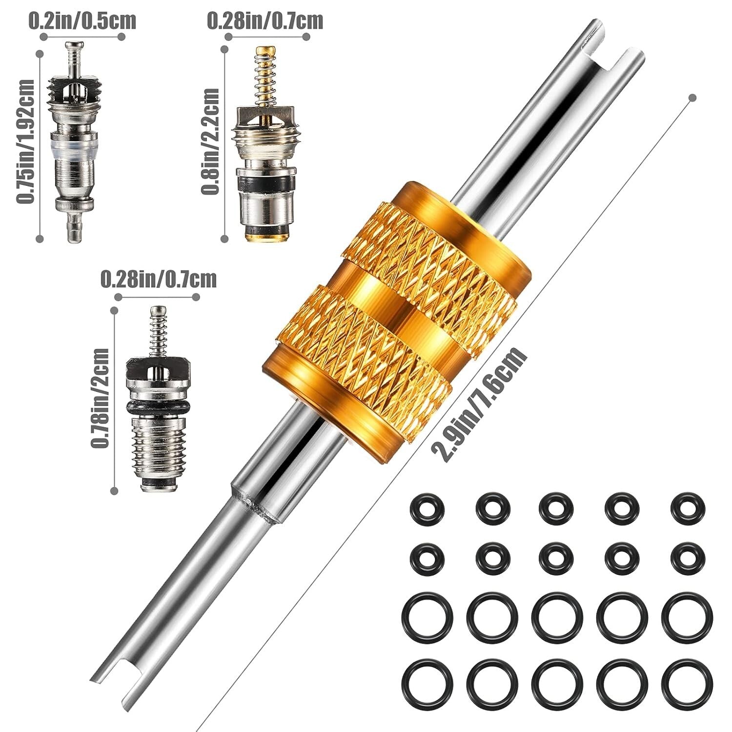 35-Piece R134A/R1234YF A/C Valve Core Tool Set with O-Ring Seal Accessories