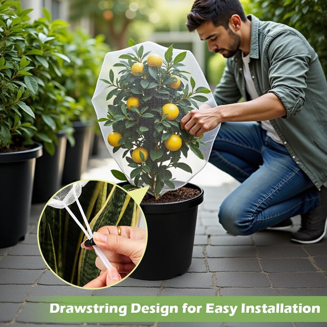 Garden Protection Bundle: 5 Reusable 12-Inch Pots with Reinforced Netting Covers