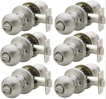 Load image into Gallery viewer, Robust Satin Stainless Privacy Door Knob Set - Keyless &amp; Easy to Install, 6-Pack