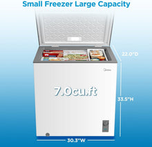 Load image into Gallery viewer, Ample 7.0 Cu.Ft Chest Freezer with Power Outage Protection - Energy Efficient