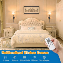 Load image into Gallery viewer, Customizable Battery-Powered Wall Sconces Set of 2 - 10 Colors + Timer Feature