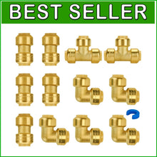 Load image into Gallery viewer, Versatile 1/2 Inch Push-to-Connect Plumbing Fittings - Safe and Durable 12 Pack