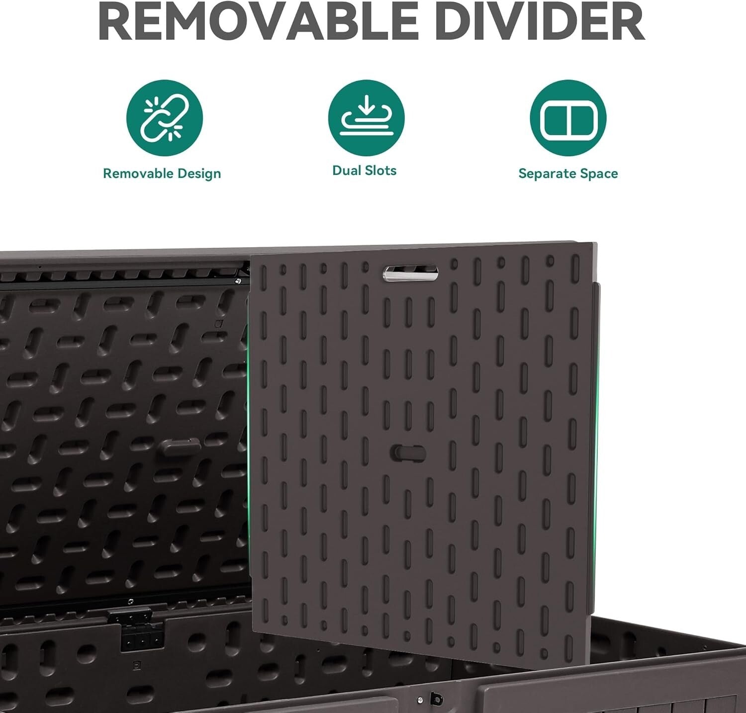 200 Gallon Double-Wall Deck Box with Divider – Water-Resistant Outdoor Storage