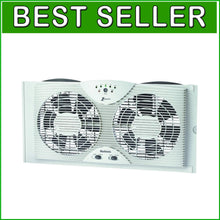 Load image into Gallery viewer, Lightweight Dual 8" Blade Window Fan with Adjustable Extender - Ideal for Homes