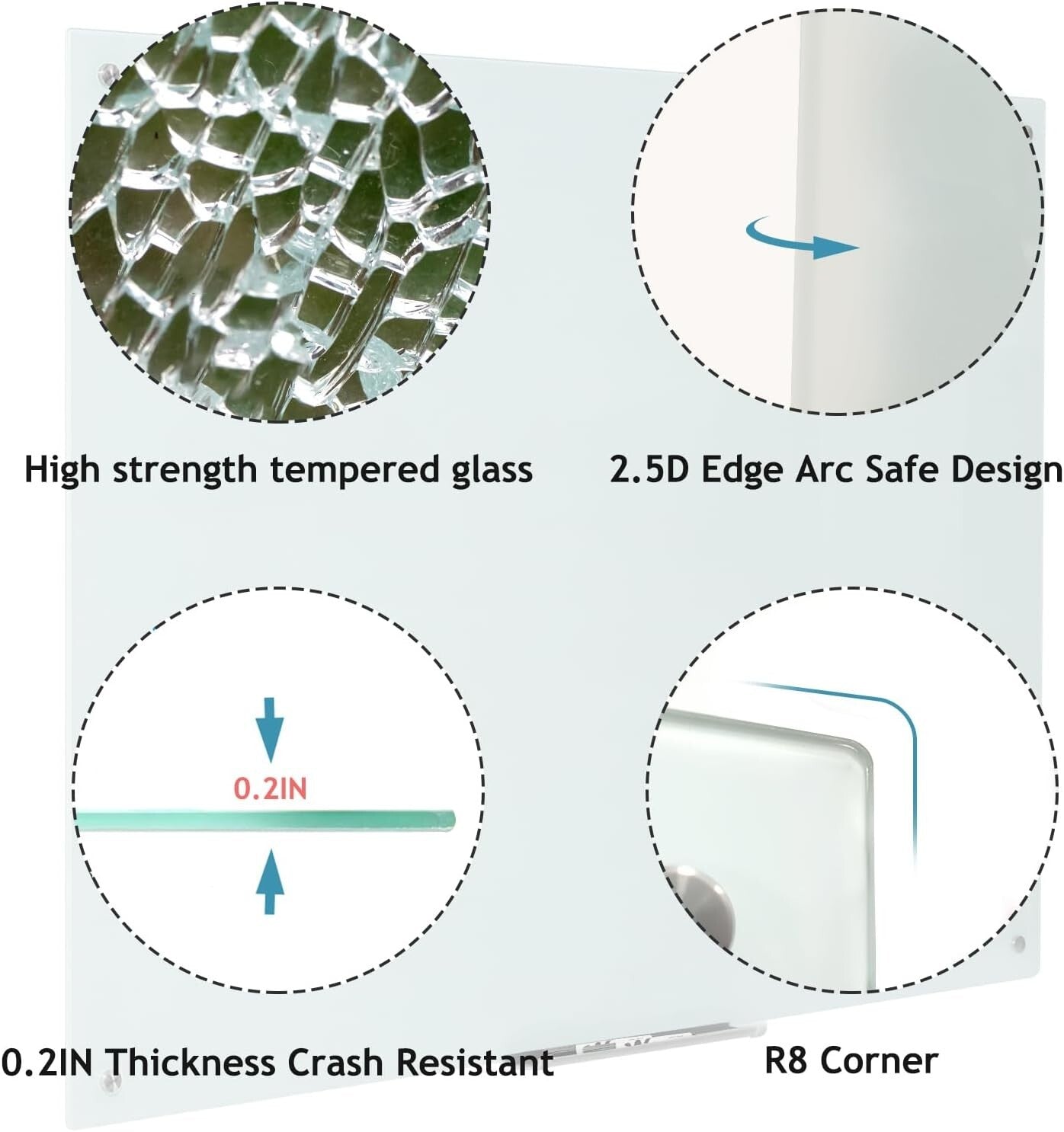 Durable 48 x 36 Magnetic Glass Whiteboard - Stylish Office & Classroom Decor