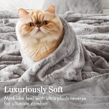 Load image into Gallery viewer, Luxurious Light Grey Poly Fur Throw Blanket, King/Cal King - All-Season Comfort