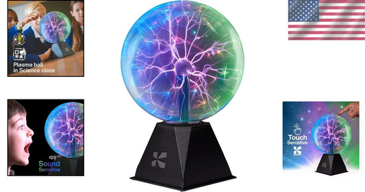 8-Inch Interactive Multicolor Plasma Ball - Touch-Sensitive Lightning Decor