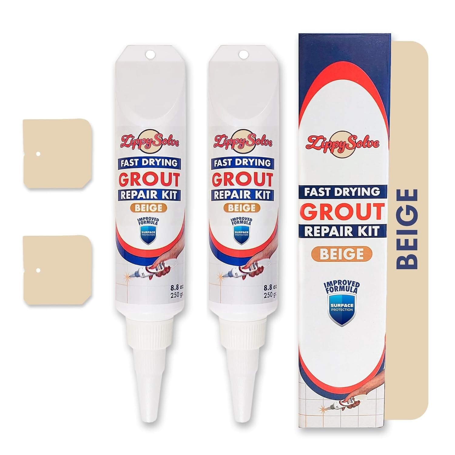 Fast-Drying Beige Grout Repair Kit with Spatula for Effortless Tile Restoration