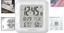 Load image into Gallery viewer, Multi-Language Waterproof Shower Clock with Temp, Humidity &amp; Flexible Mounting