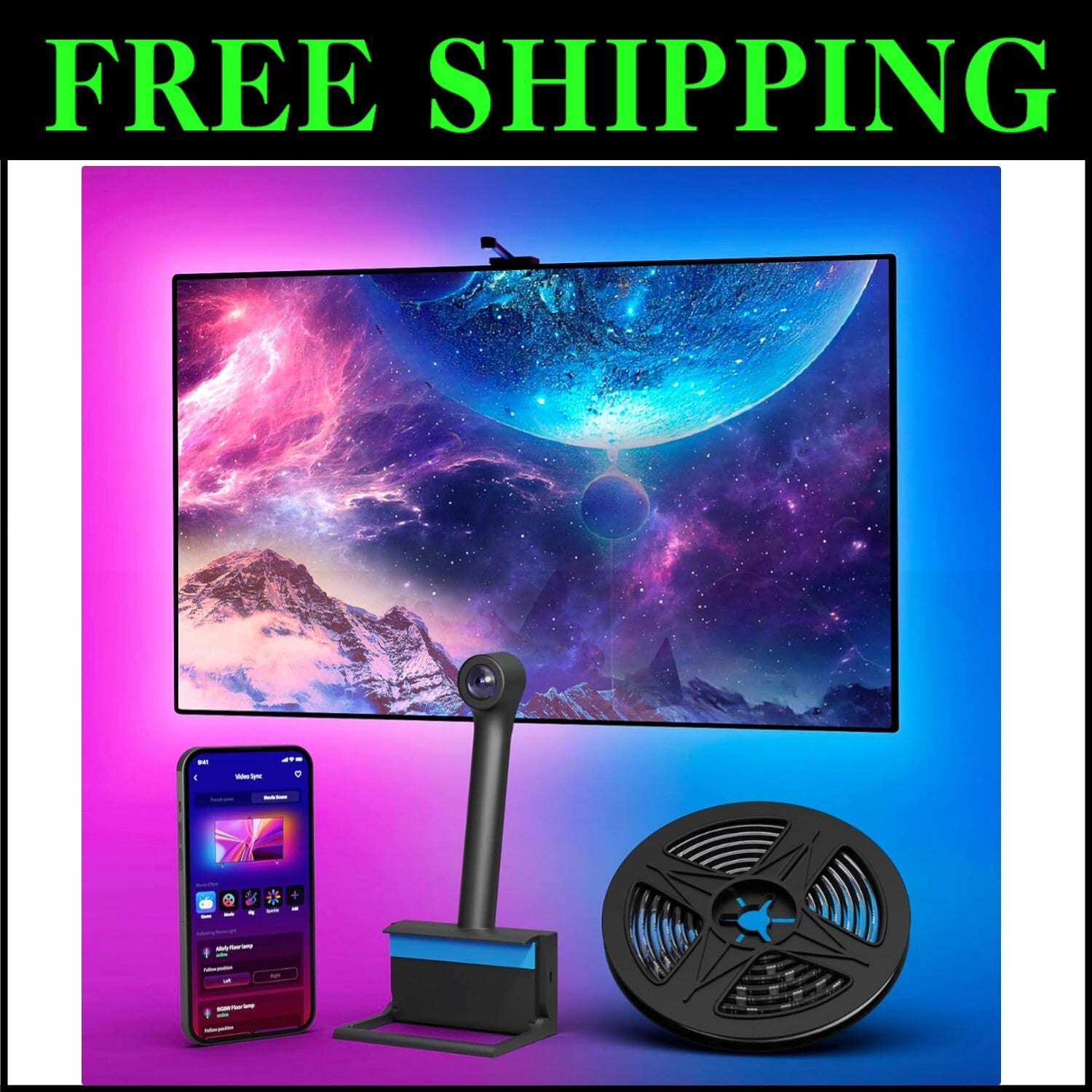 75-85” Smart TV LED Backlight with Camera - Immersive Color Sync & Voice Control