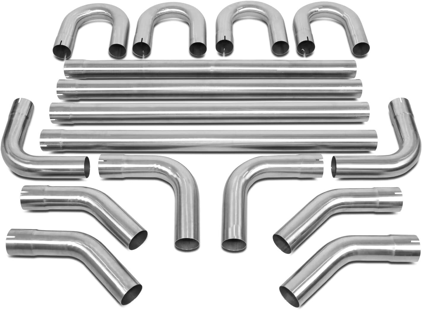 DIY Universal Exhaust Tubing Kit - 16 Pcs 3.0" Stainless Steel Mandrel Bends