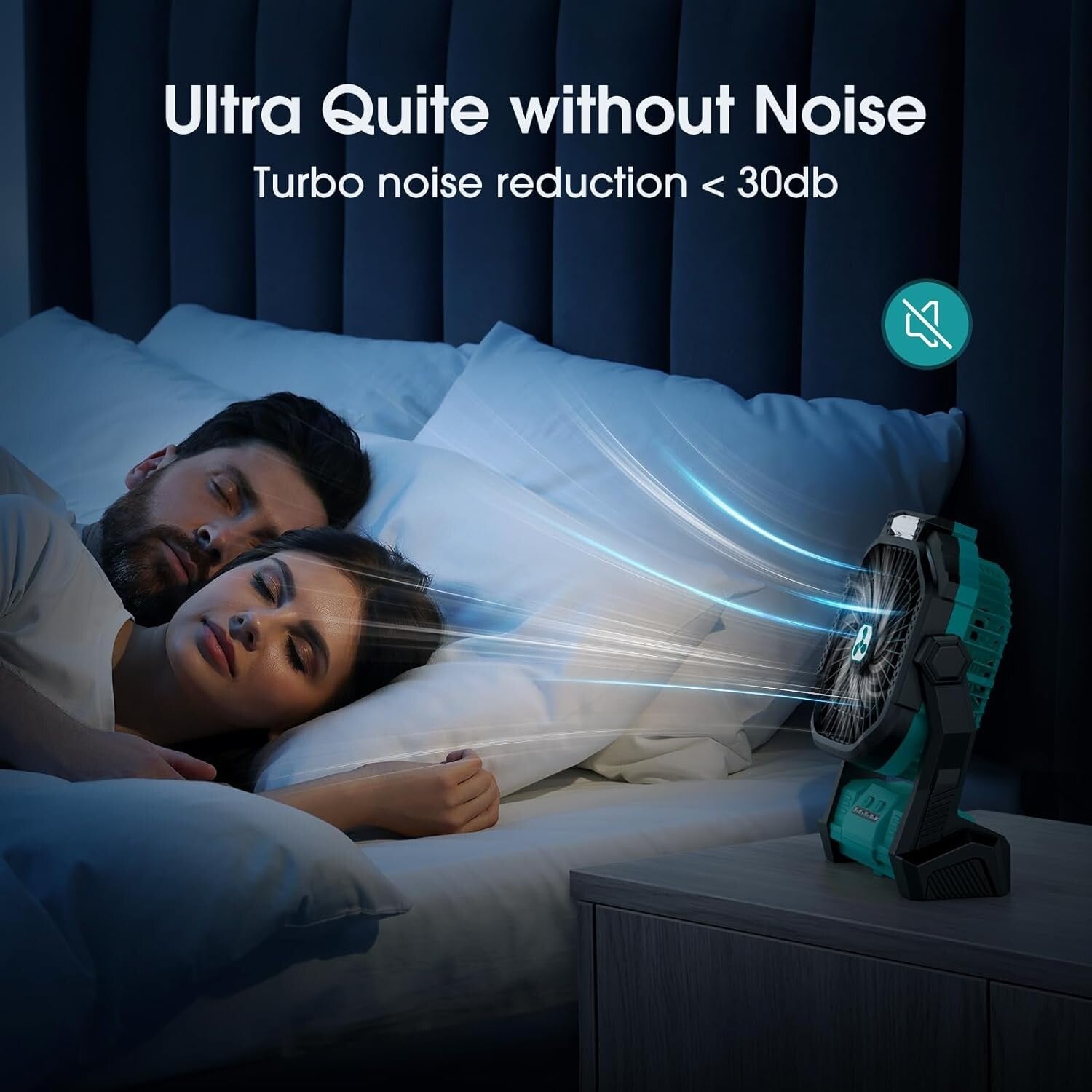 Ultra-Quiet 4-Speed Portable Fan with 3 Brightness Levels for Camping Adventures