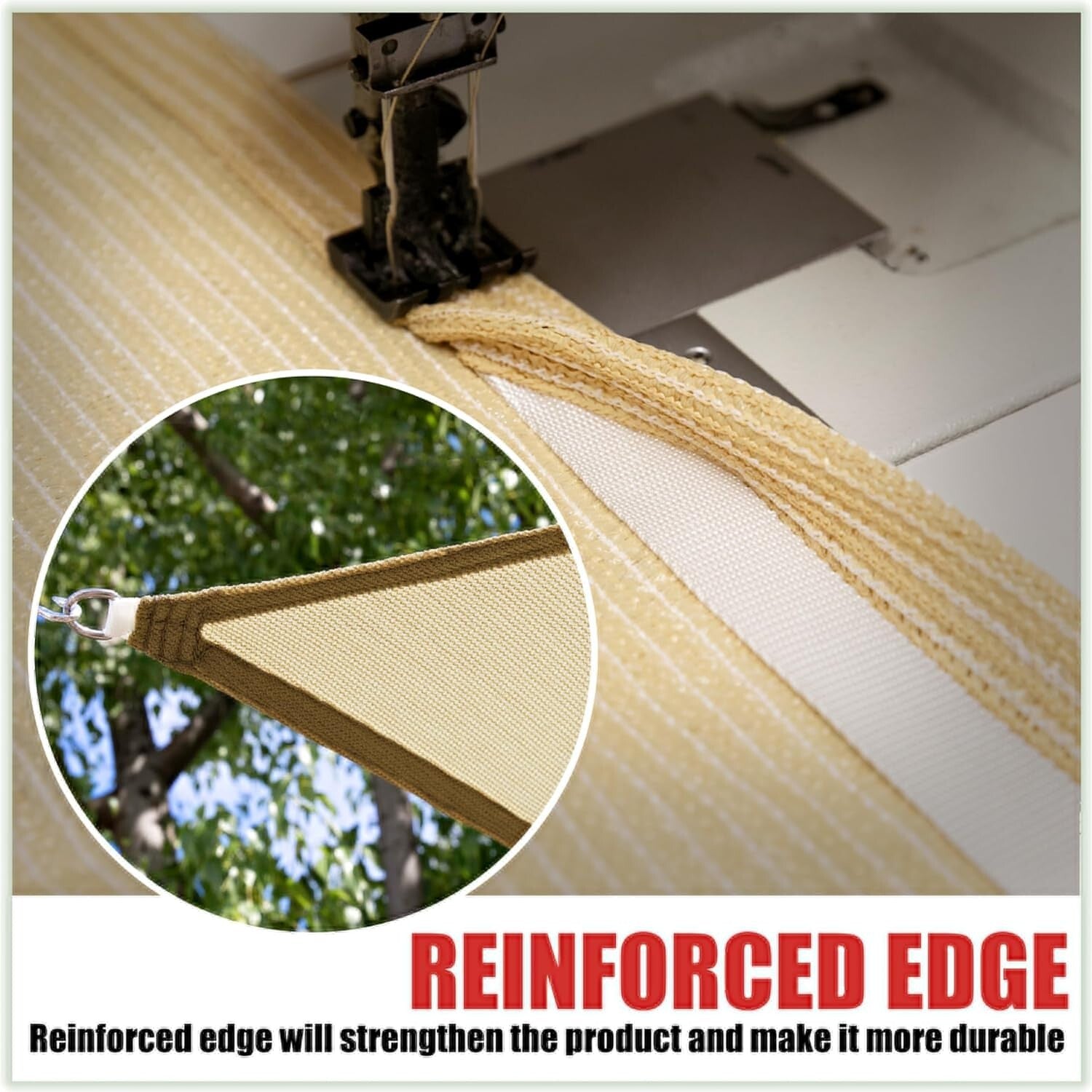 Elegant 14' x 16' Beige Shade Sail - Double Reinforced with 95% UV Blockage