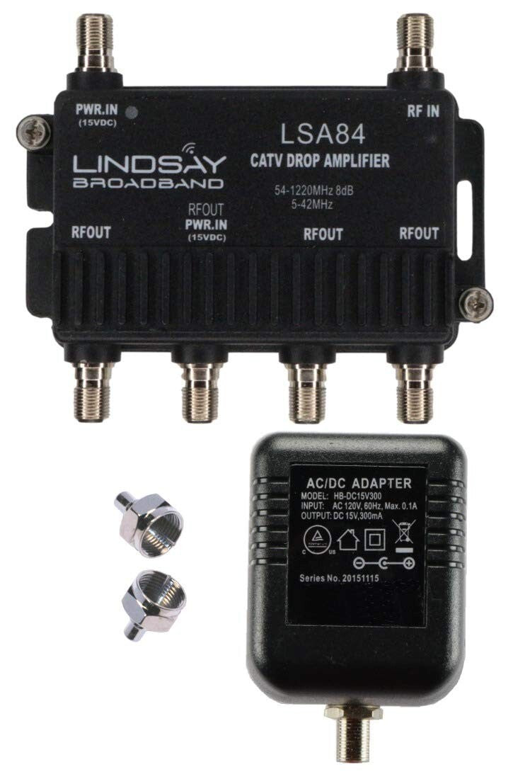 Digital Signal Booster with 4 Outputs - Perfect for Cable TV, Antenna & Internet