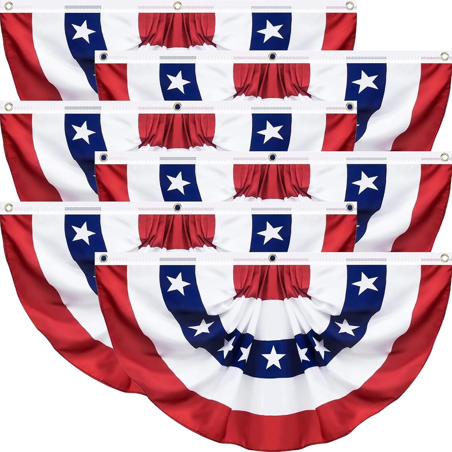 Vivid Fan Flag Decoration - 3x6 Feet Bunting for Memorial Day and 4th of July