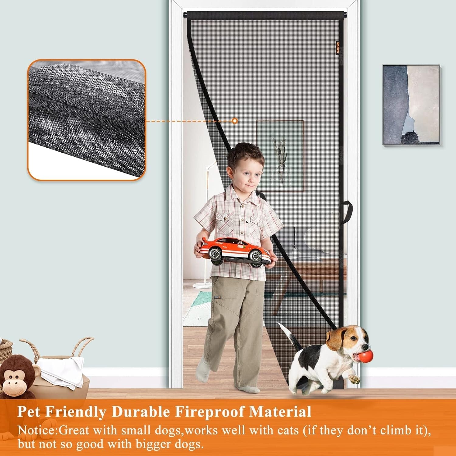 Lightweight Retractable Screen Door 38" x 82" - Easy Install & Adjustable Width