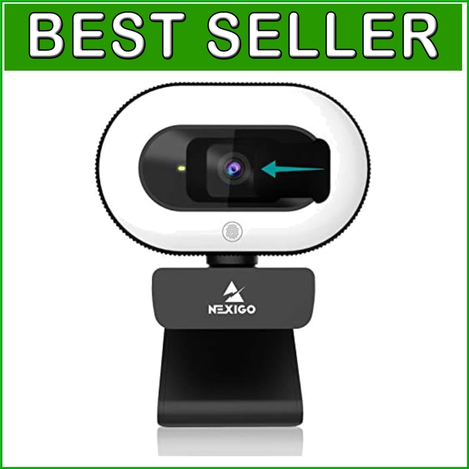 1080P HD Webcam with Ring Light & Auto-Focus for Zoom & Online Learning