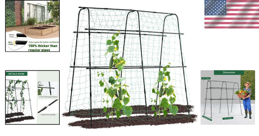 Elegant 5.3 FT Tall Trellis with Durable Steel and Nylon Netting for Raised Beds