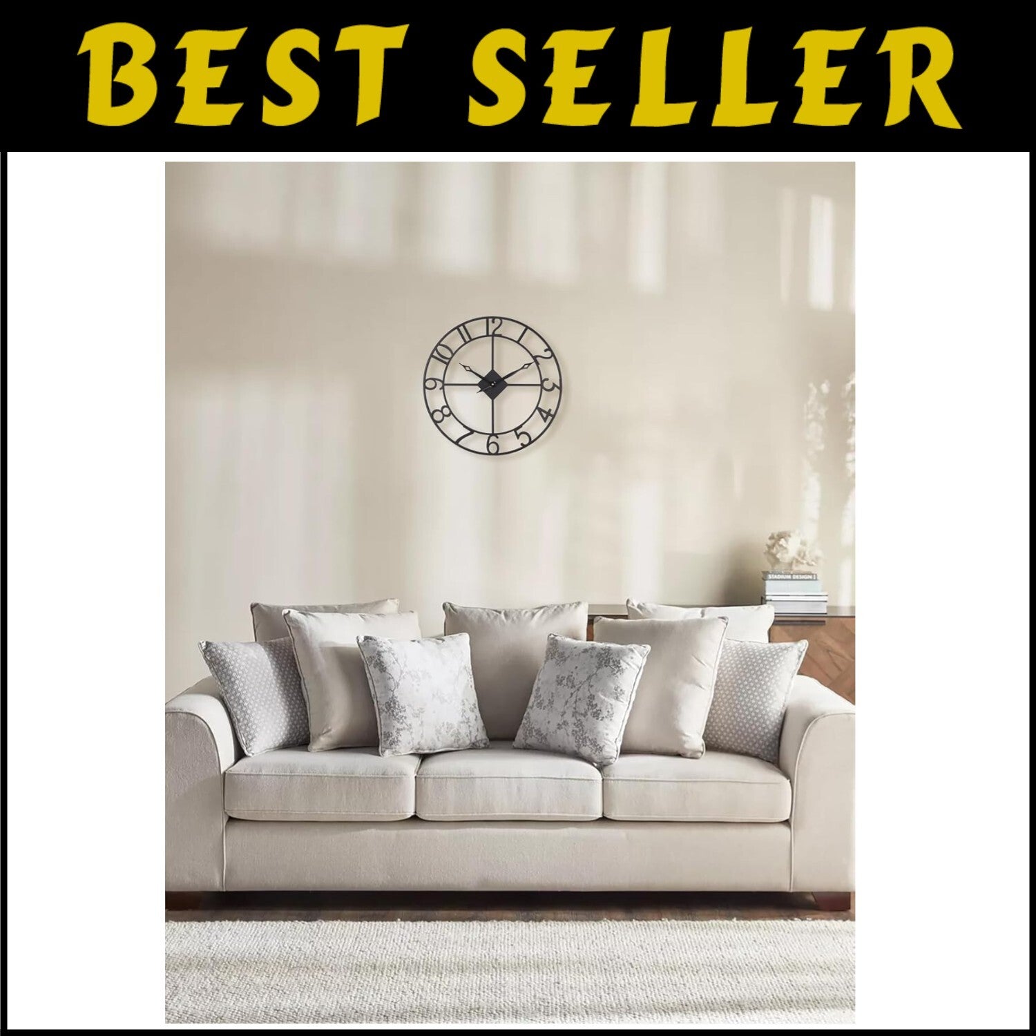 Large 18-Inch Battery Operated Silent Clock for Living Room, Kitchen & Patio