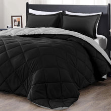 Load image into Gallery viewer, Luxurious Black and Grey California King Comforter Set - Soft Microfiber Bedding