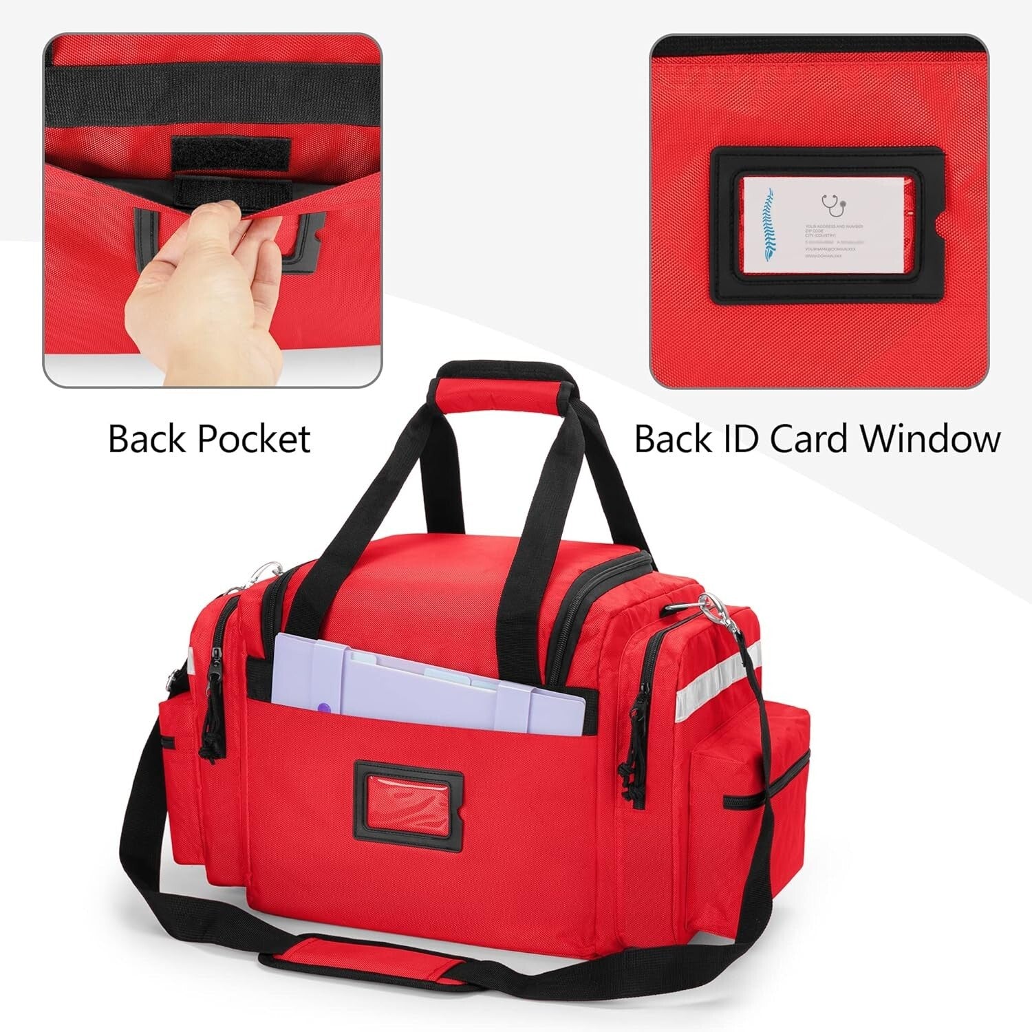 Lightweight Red Trauma Bag with Multiple Pockets - Perfect for EMT & Outdoor Use
