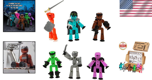 Collectable Off The Grid 6 Pack - Poseable Figures with Stop Motion Accessories