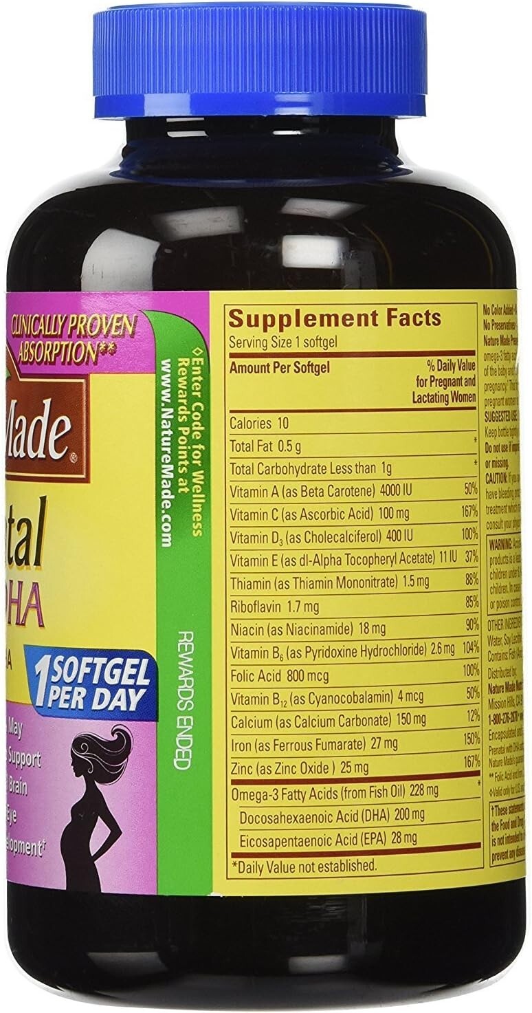 Essential Prenatal Vitamins with DHA 200mg, 150 Softgels, Unflavored 2-Pack