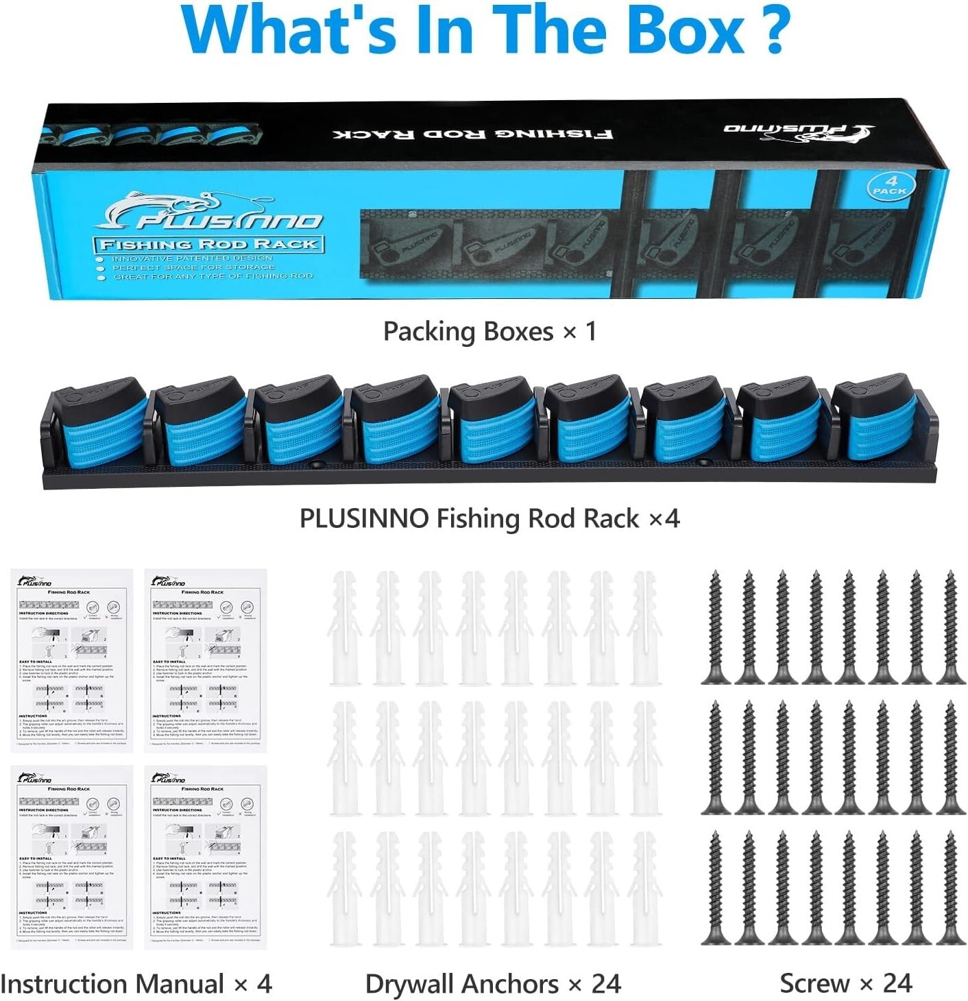 Compact 4-Pack Fishing Pole Holder - Unique Grip Design for Garage Organization