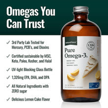 Load image into Gallery viewer, Sustainable Pure Omega 3 Fish Oil - Lab Tested, 1,326 mg EPA/DHA - 16 Oz Glass