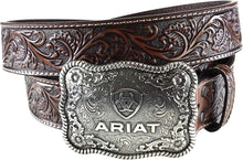 Load image into Gallery viewer, Luxury Men's Leather Belt with Embossed Floral Pattern &amp; Interchangeable Buckle