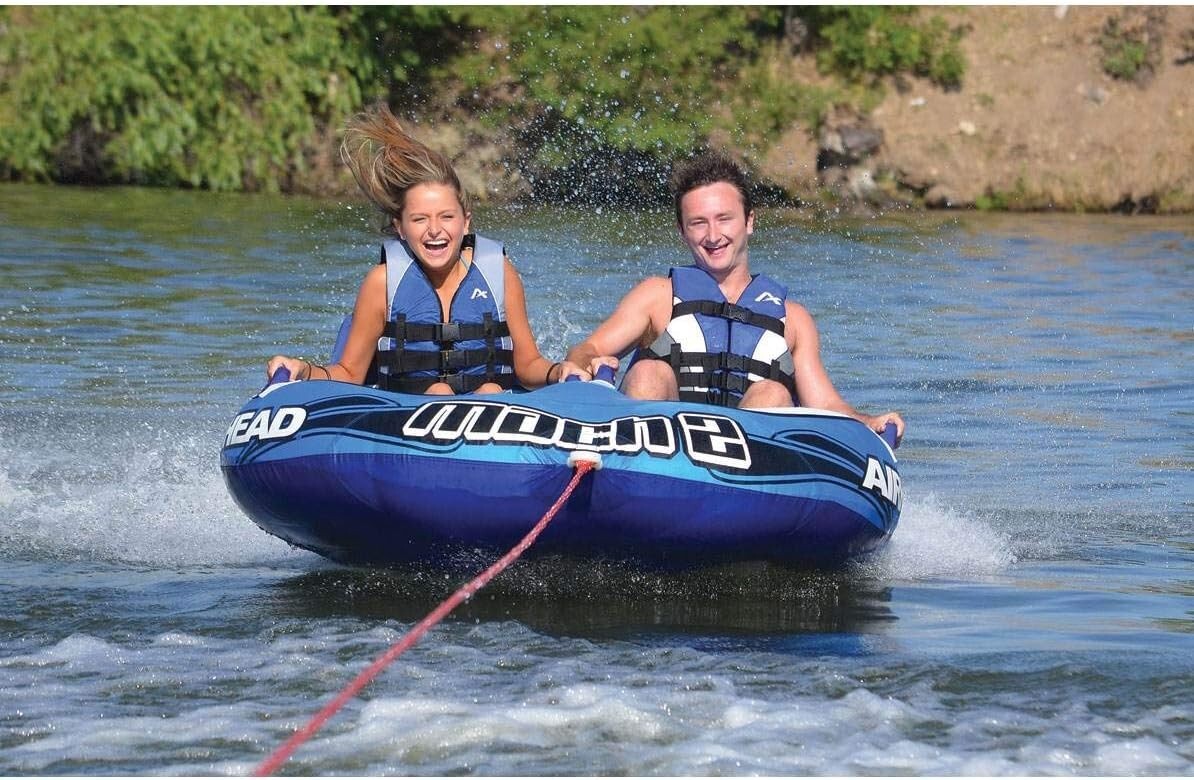 Nylon Water Sports Towable Tube for 1-2 Boat Riders - Easy Setup