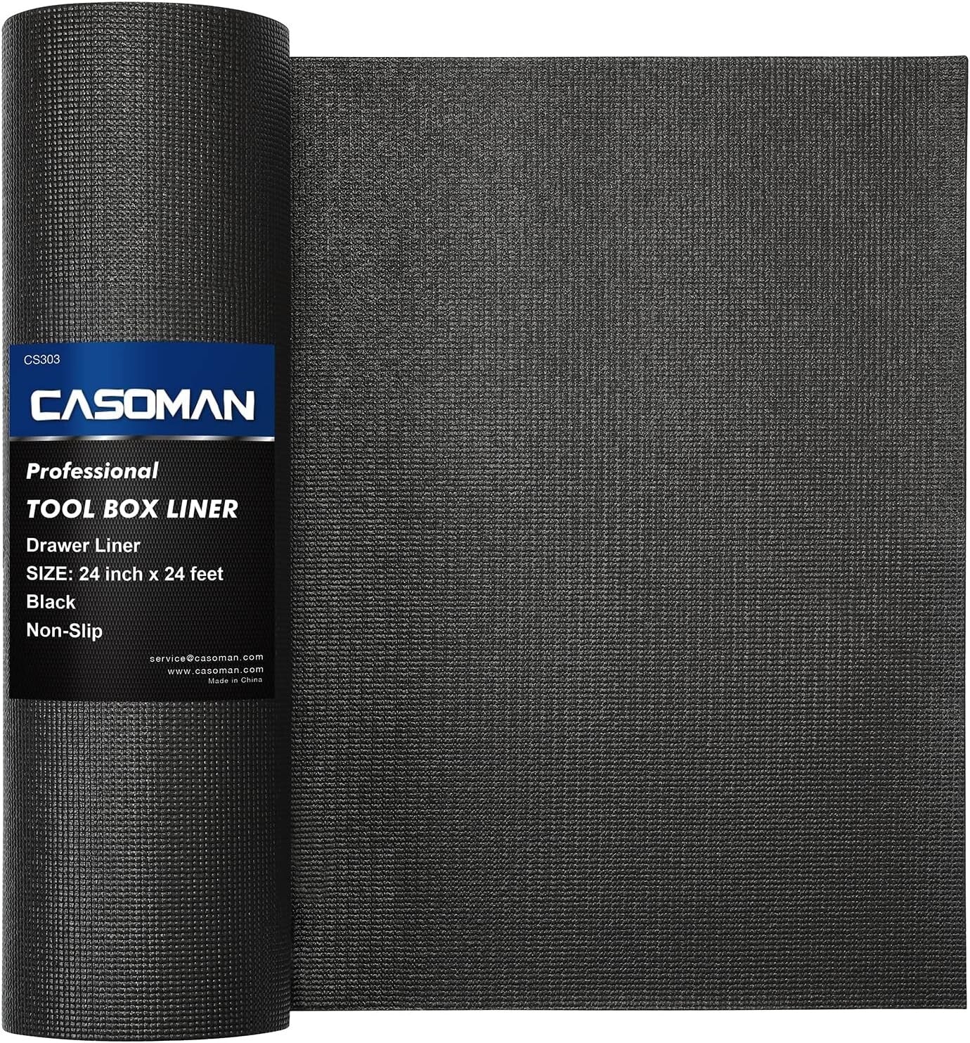 Durable Adjustable Toolbox Drawer Liner, 24" Wide x 24 Feet Long - Black Rubber