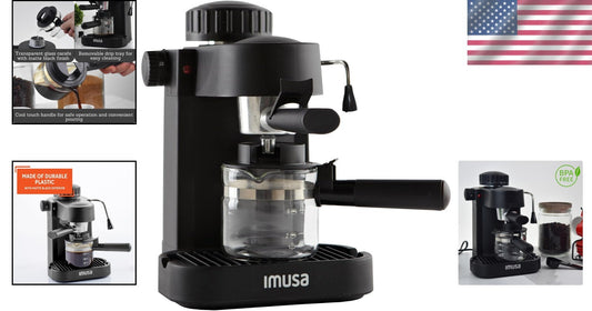 120V 4-Cup Electric Espresso Maker with Permanent Filter & Milk Frothier