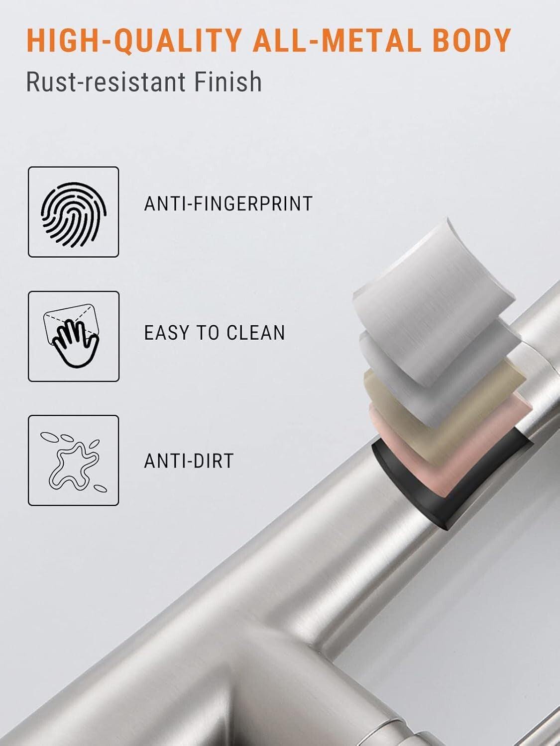 Durable Single Handle Kitchen Faucet with High Arch Gooseneck & 2-Spray Options