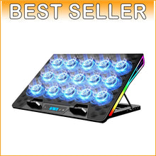 Load image into Gallery viewer, Advanced 15-Fan Laptop Cooler Pad - Ergonomic, RGB, and Dual USB Ports Included
