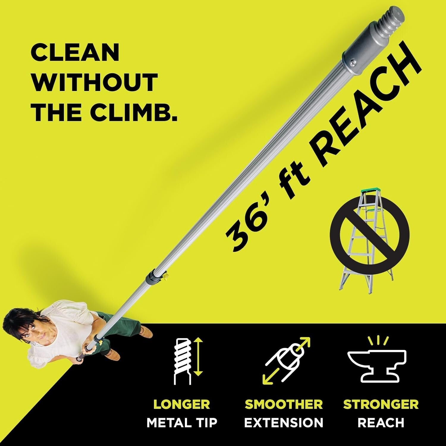 DOCA High Reach Telescoping Cleaning Pole 7-30 Ft - For Indoor & Outdoor Tasks