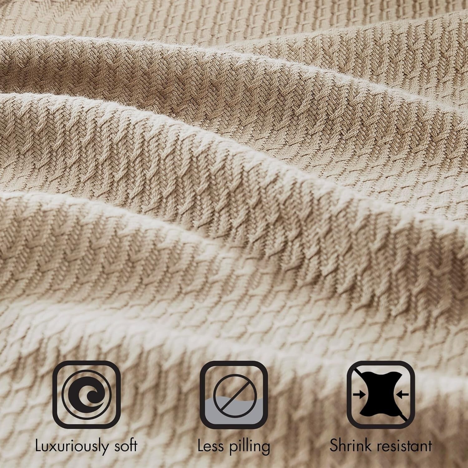 Elegant Solid Khaki Cotton Blanket - 100% Egyptian 90"x90" Perfect for Any Room