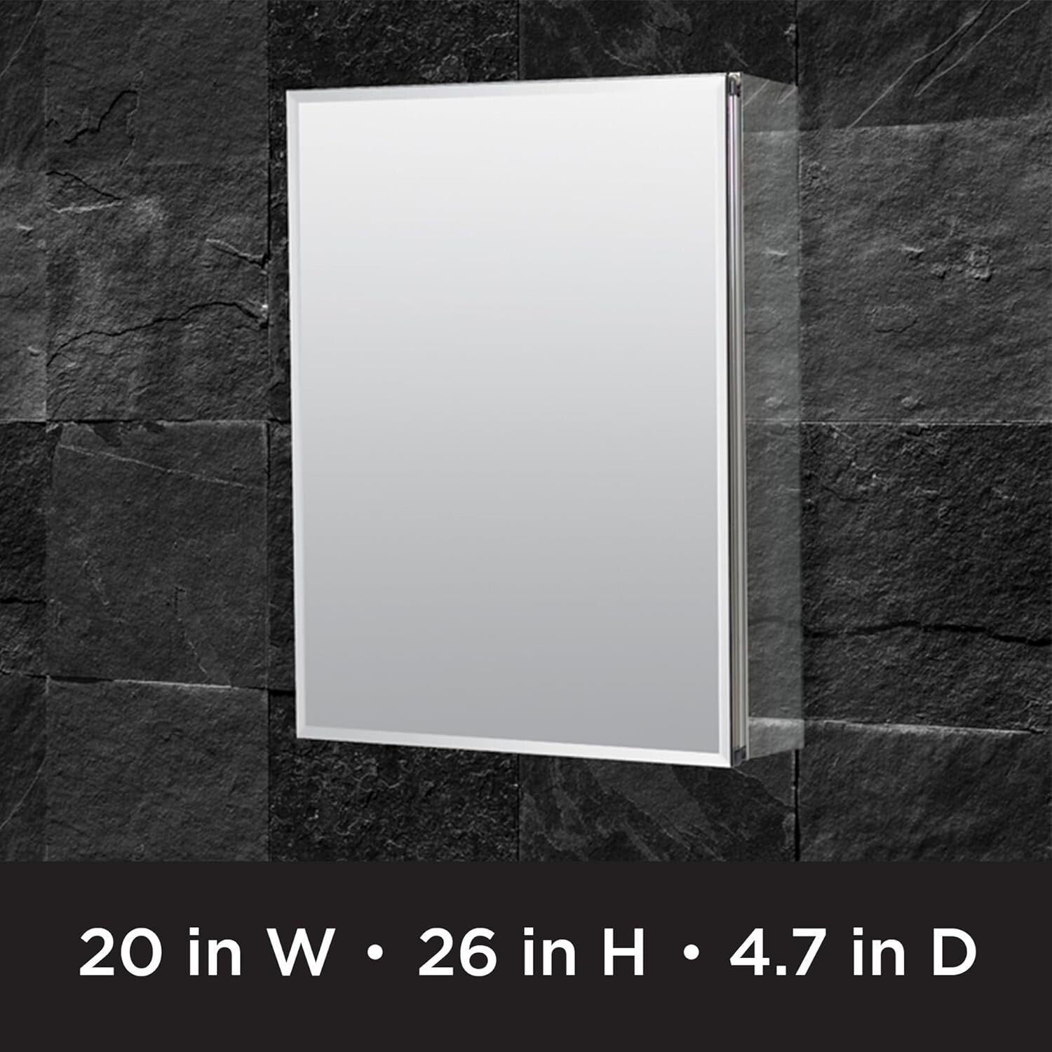 Elegant 20" x 26" Aluminum Medicine Cabinet with Soft Close Door & Mirror Finish